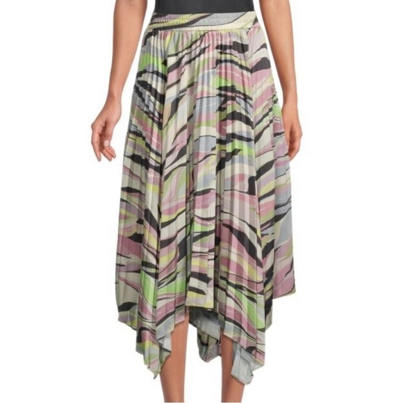 Ted Baker London Abstract-Print Pleated Asymmetric Skirt US Size 8 - Picture 8 of 8